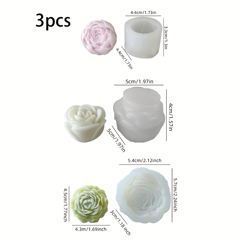Soap Making Scents - 3 Set cetakan lilin silikon bermotif