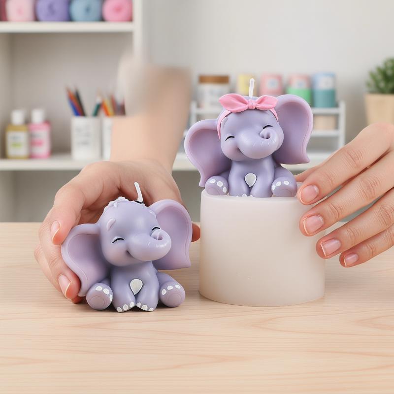 Soap Making Lye - Cetakan Lilin Silikon Gajah 3D Lucu,