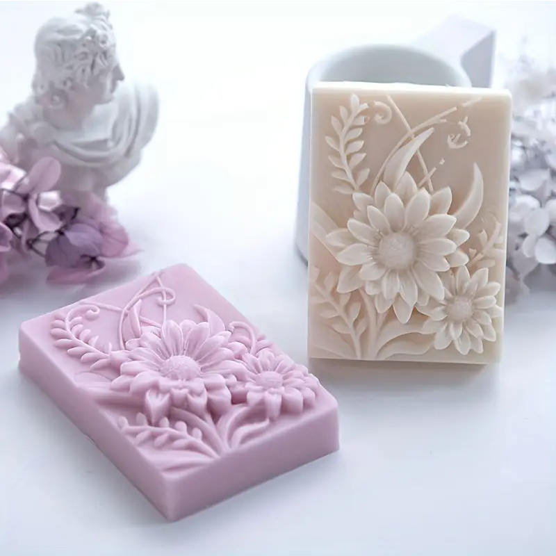 Soap Making Lye - Cetakan Silikon Sabun Persegi Bunga 3D