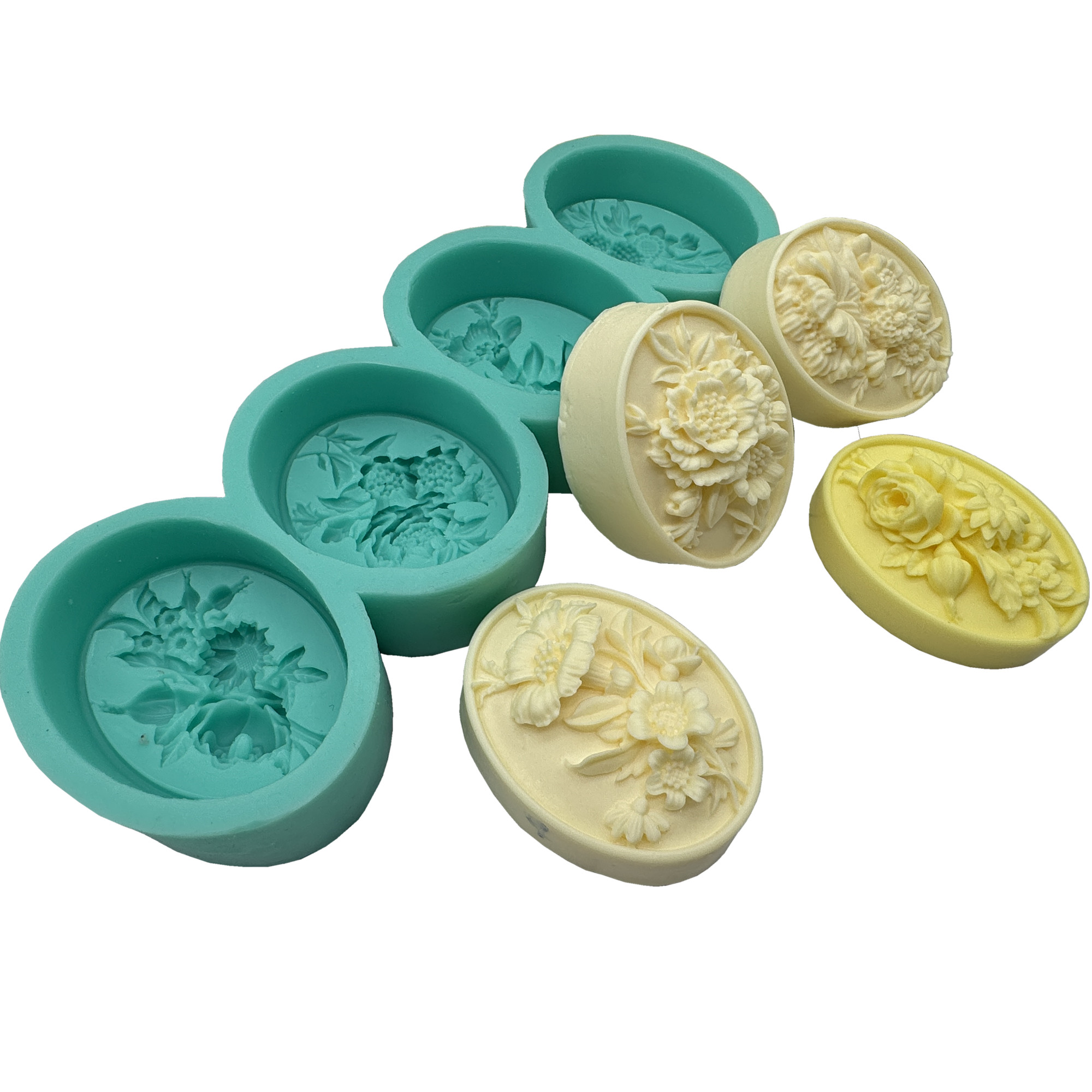 Soap Making Lye - 4 Rongga Bunga Oval 3D Cetakan