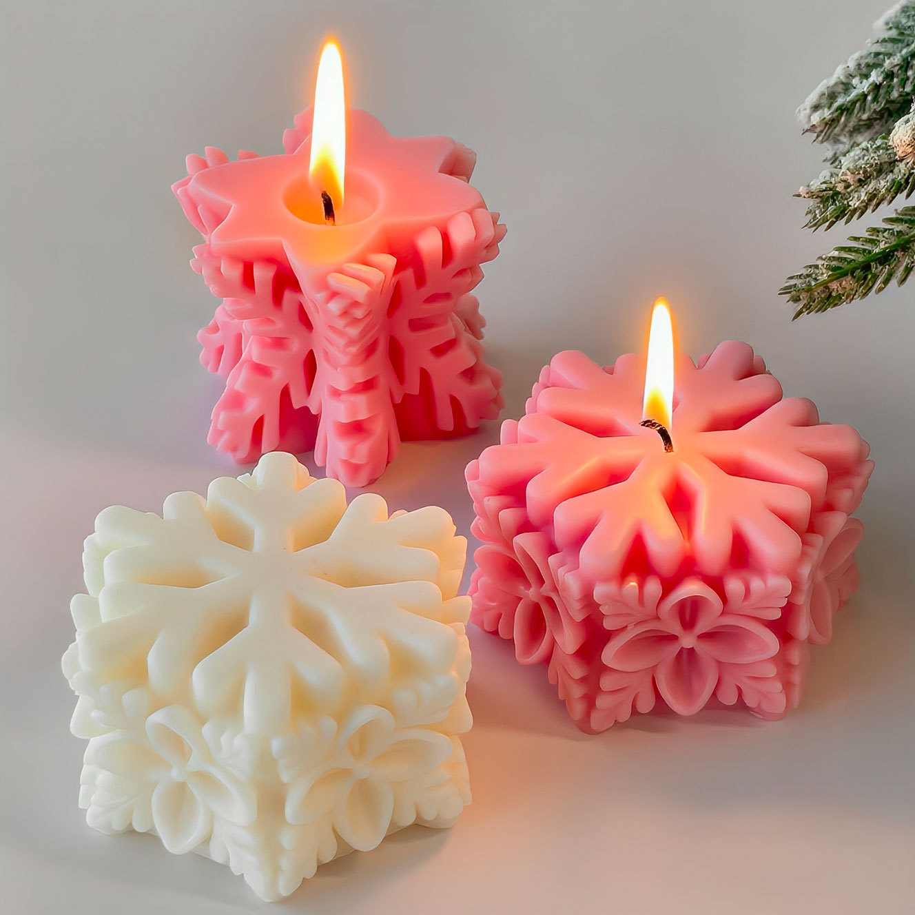 Soap Making Scents - Cetakan Lilin Pilar Kepingan Salju Natal