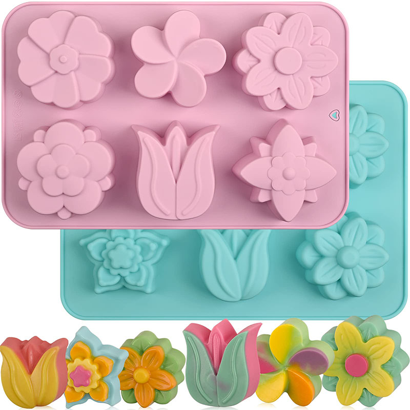 Soap Making Websites - Cetakan kue bunga silikon 6 rongga